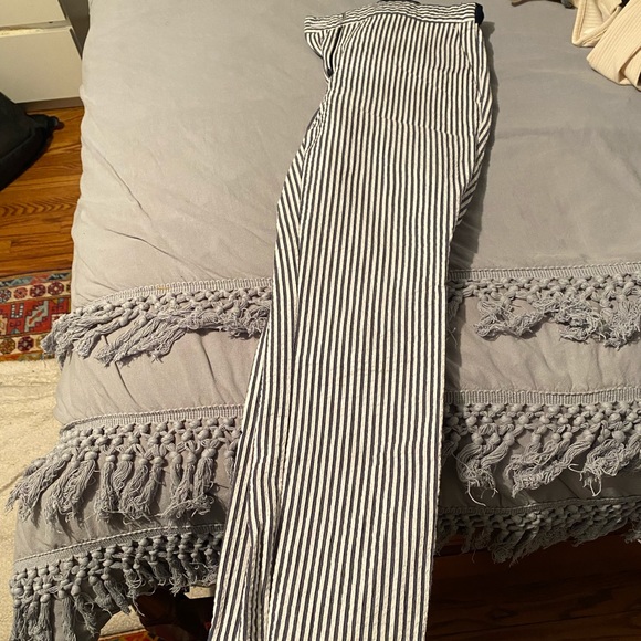 Zara striped navy blue and white linen trousers - Picture 6 of 6
